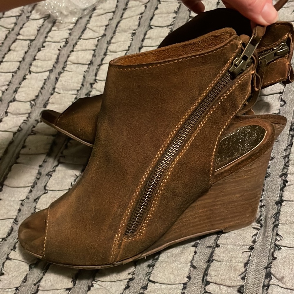Diba True brown suede wedge booties, size 7.5
